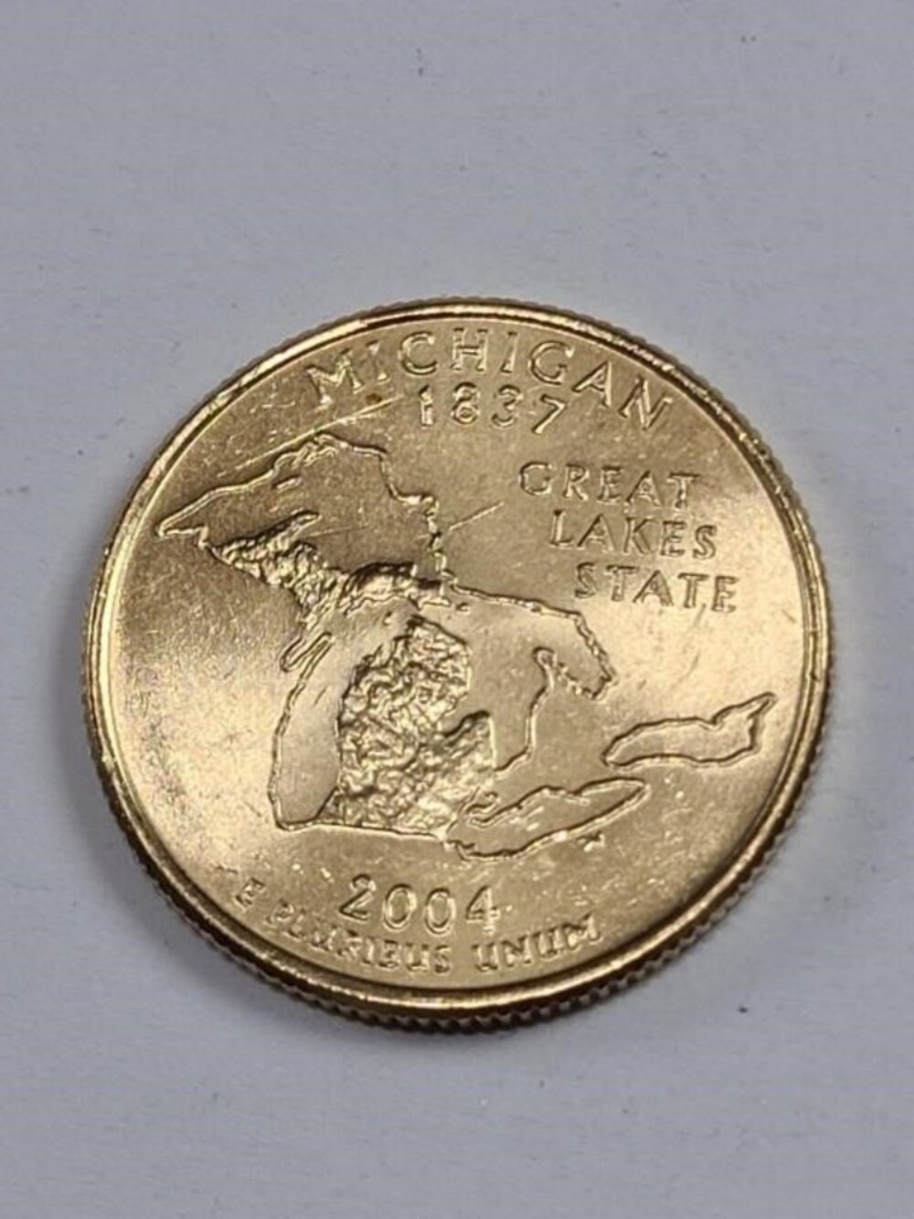 Limited Edition 24K Gold Plated 2004 Michigan Quarter... Uncirculated